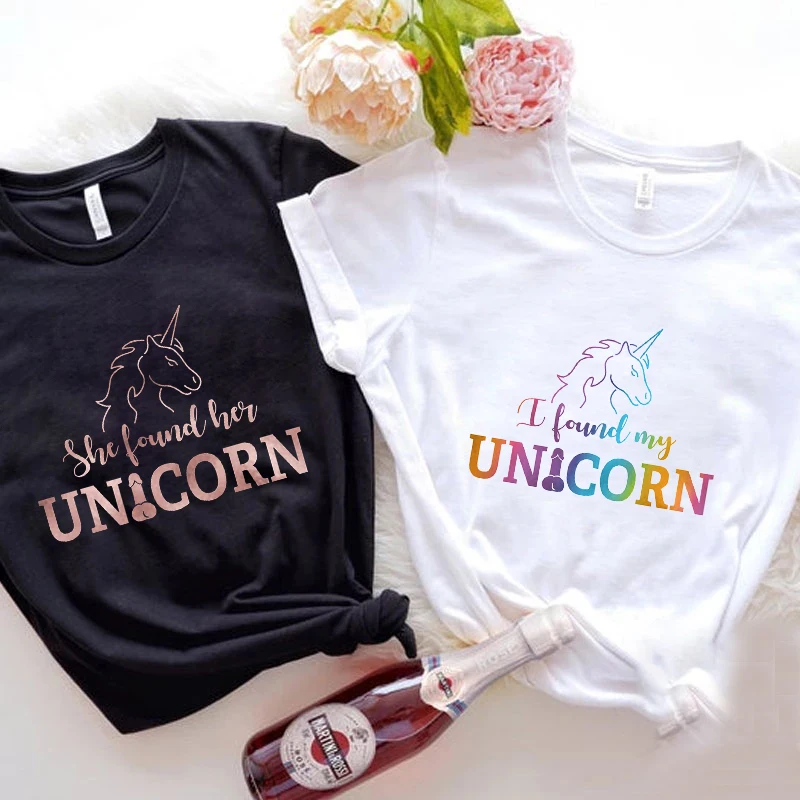 

Clothes Ladies Summer T Clothing She Found Her Unicorn Hen Party T-Shirt Fashion Casual T-shirts Trend Women Female Graphic Tee