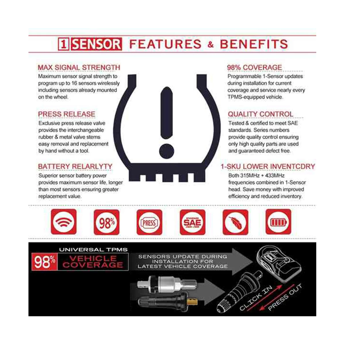 Программируемый TPMS датчик 4 шт. 433 МГц 315 Универсальный 2 в 1 для системы