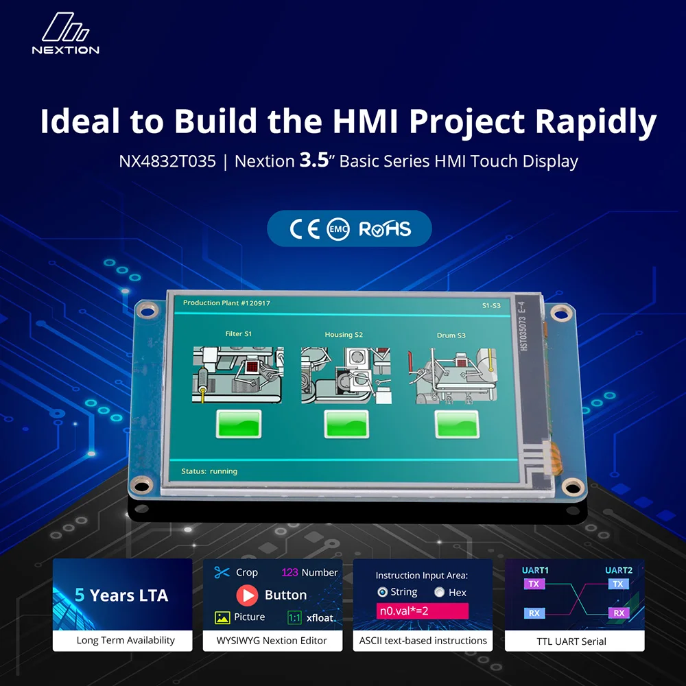 Фото NX4832T035 NEXTION HMI ЖК-модуль Интеллектуальный резистивный сенсорный экран TFT-дисплей Smart USART UART Serial 3584 байт №2