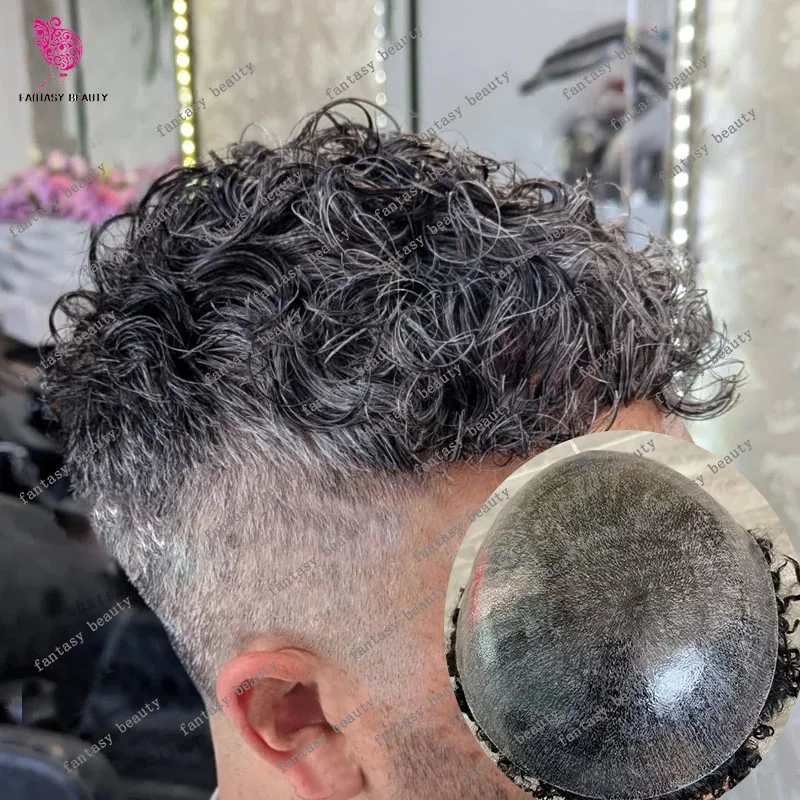 Мужской парик Fantasy Beauty 100% натуральные волосы серого цвета