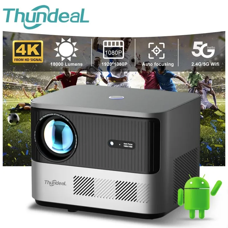 Проектор ThundeaL TDA6 Full HD 1080P 2K 4K видео домашний кинотеатр с автофокусом 5G WiFi Andriod 9.0 OS