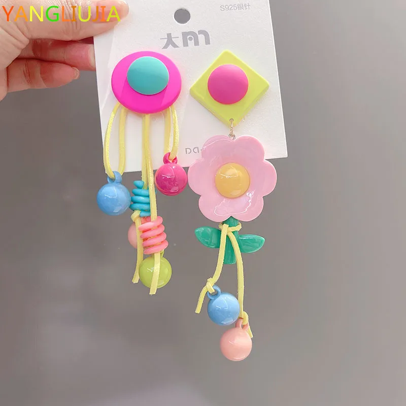 

Asymmetric Candy Color Tassel Earrings South Korea's Temperament Personality Fashion Long Earrings Ms Travel Wedding Accessories