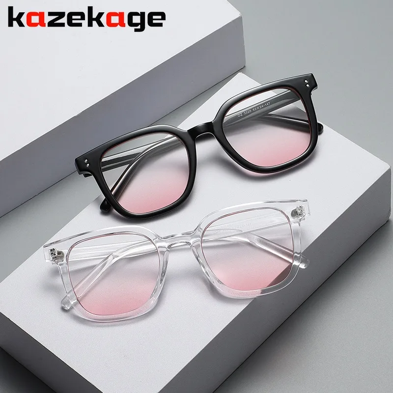 

Очки солнцезащитные квадратные для мужчин и женщин UV400, корейские классические брендовые дизайнерские очки с градиентом и розовыми румянам...