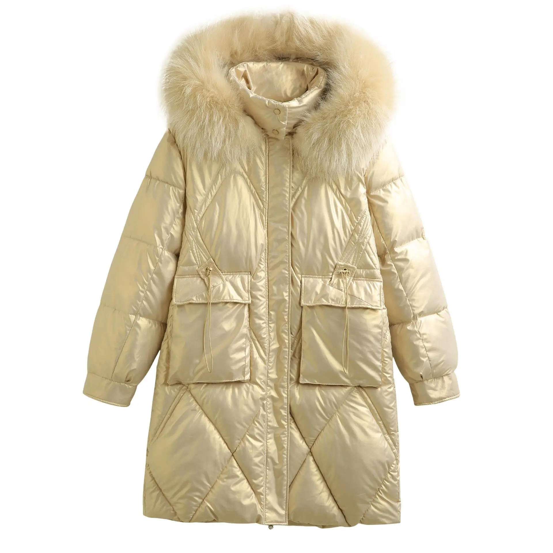 Winter Jacket Women 2022 Padded Hooded Quilted Jacket Korean Drawstring Pocket Long Padded Jacket Plus Size Female Clothing XXL