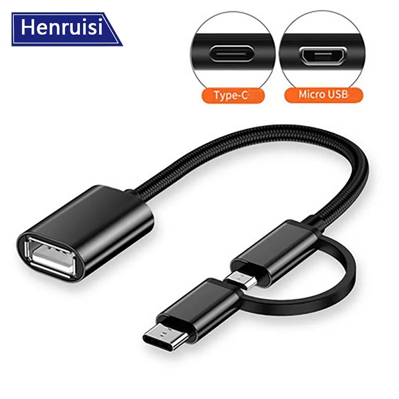 

2 In 1 OTG Adapter Micro USB & Type C to USB 3.0 Interface Charging Data Transfer Cable USB C For Samsung Xiaomi Huawei Splitter