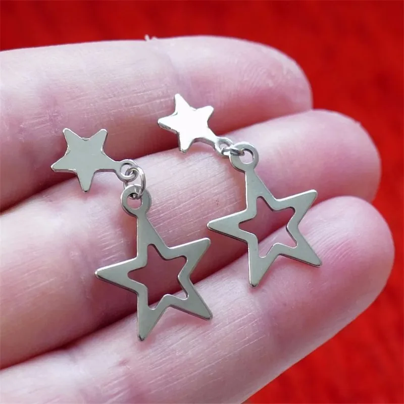 

Star Charm Drop Earrings, Stainless Steel Ball Stud Earrings