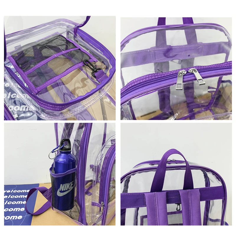 Sport Clear Backpack Women Men See Through Backpacks Gym Mini Transparent Bookbag for School Work Stadium Security Travel Event