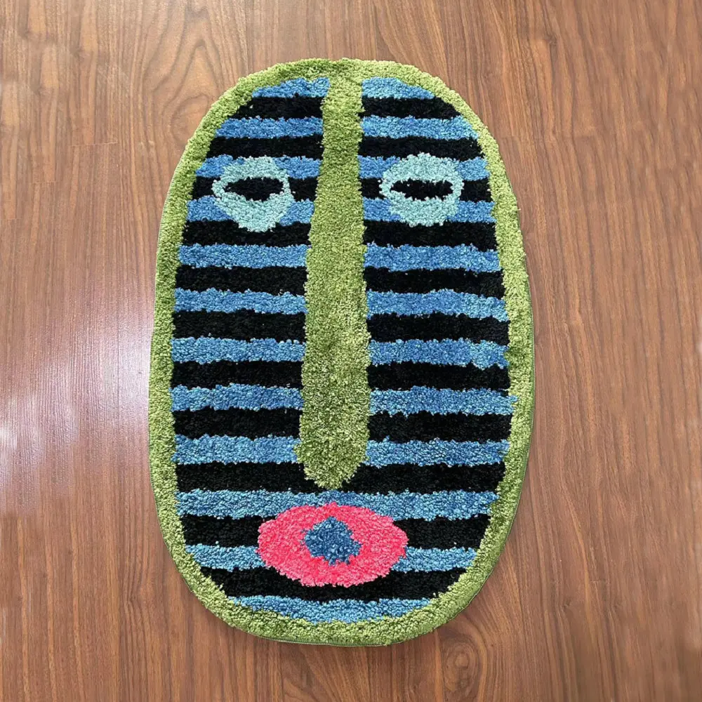 

Soft Fluffy Abstract Face Rug Handmade Tufted Carpet Living Room Bedroom Aesthetics Doormat Entrance Door Bathroom Floor Mat
