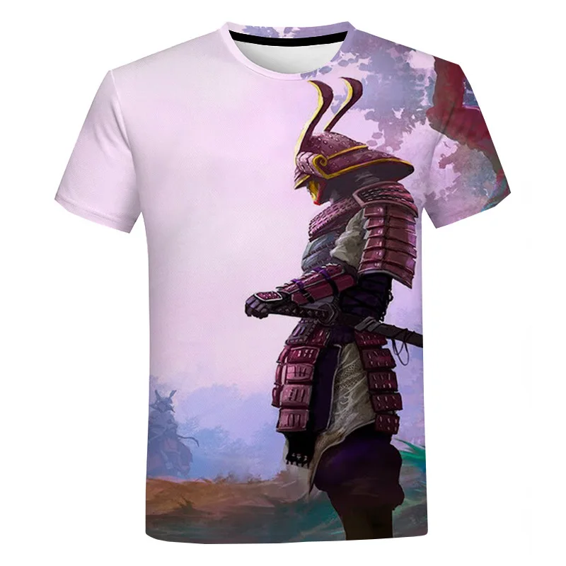 

Summer Men's Vintage Samurai T-Shirt Men's Fashion Casual Short Sleeve Tops Crew Neck Oversized Men's Streetwear