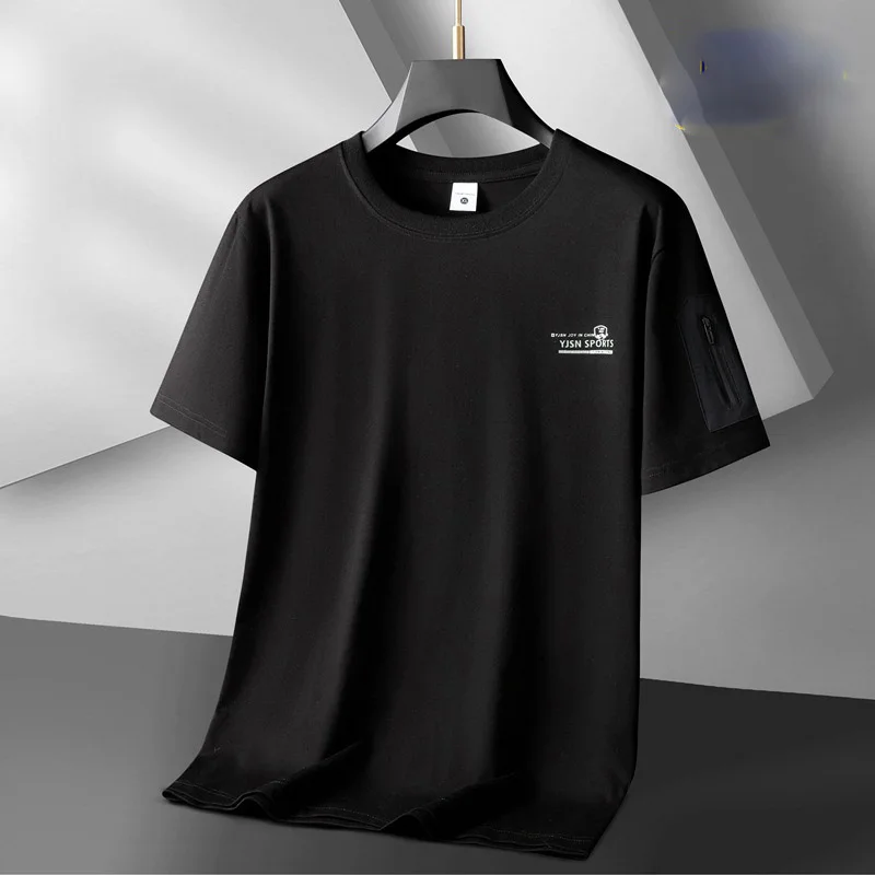 

Summer Cotton Short Sleeve T-shirt Men's Loose Large Size Top Plus Plus Fat Son Casual Outside Wear Crewneck T-shirt