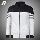 Мужская куртка в полоску, Свитшот в стиле пэчворк, весна 2022, повседневные мужские пальто, однотонная Спортивная одежда на молнии, мужская куртка с воротником-стойкой для похудения