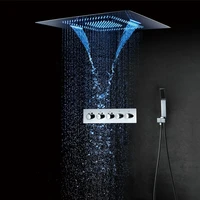 luxurious large 23%c3%9731 shower systems thermostatic mixer rain shower set stainless steel ceiling led showerheads chrome black