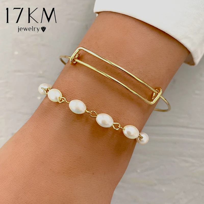 17 -километровые 2pcs/set жемчужные браслеты установленные для женщин модные