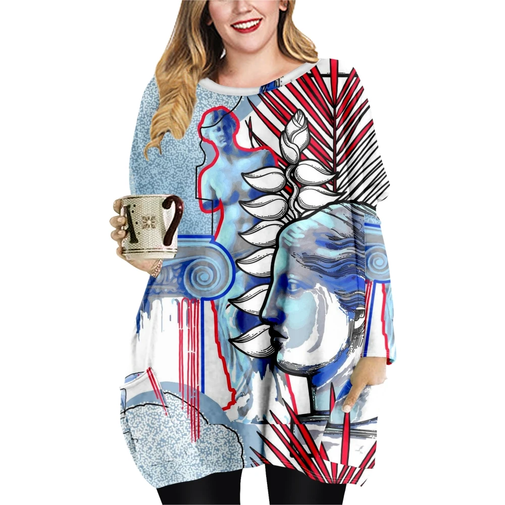 

Fashion Loose Spring Summer Sexy O-neck Long Sleeve Artistic Painting Women Beach Dress Comfortable Ladies Dress 6