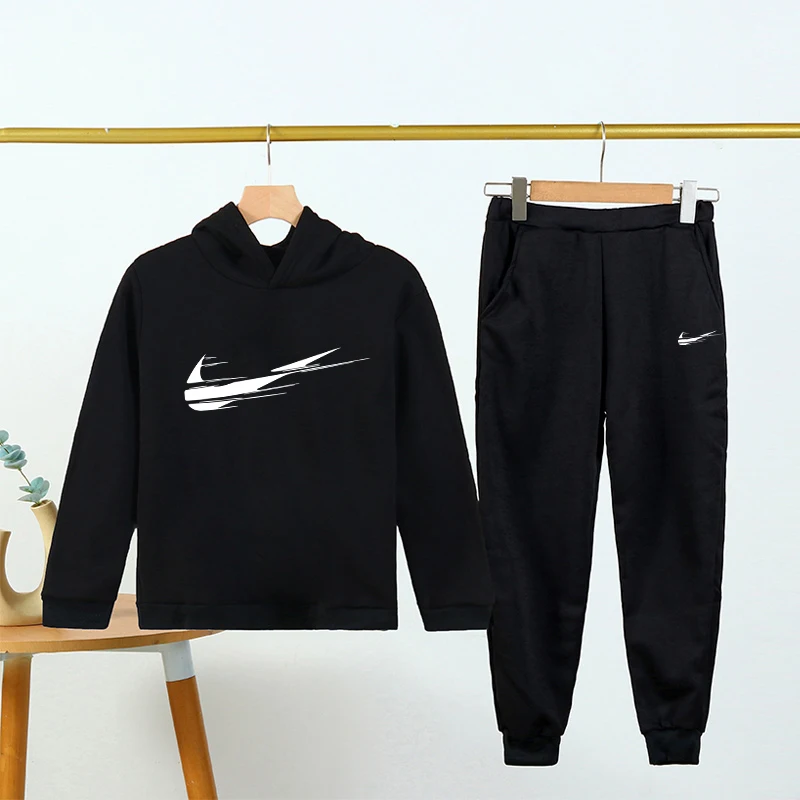 

4 - 14 Years Old New Fashion Boys And Girls Sweater Set Brand Men/women Sweatshirt + Sweatpants Fall Winter Wool Hooded Pullover