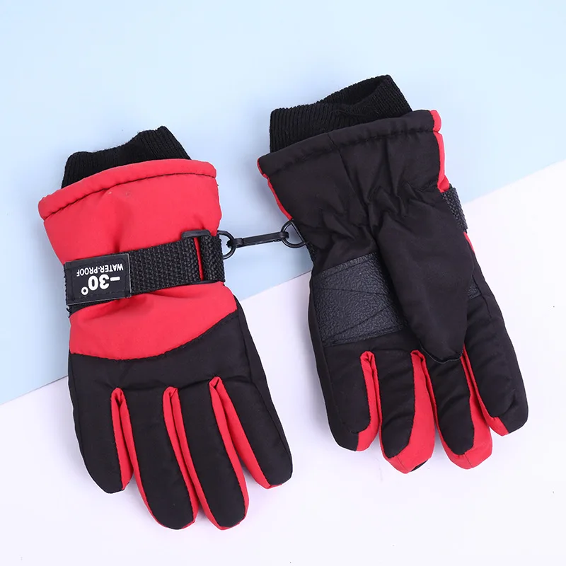 Kids Winter Thicken Outdoor Skiing Gloves Youth Kids Boys Girls Snow Skating Snowboarding Windproof Warm Ski Thermal Gloves