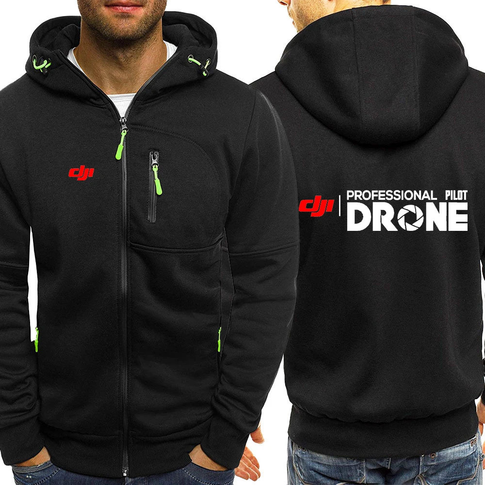 

Dji Professional Pilot Drone Print Hoodies Men Hip Hop Harajuku Long Sleeve Hooded Sweatshirts Zipper Jacket Hoody Clothing