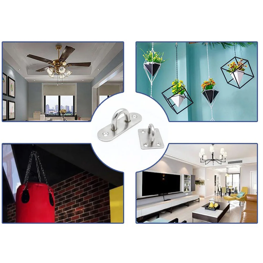 

4 Pcs Heavy Duty Hook Ceiling Hooks Heavy Duty Eye Screw Stainless Steel Pad Eye Plate U Hook Hanging Hook Ceiling Screw Hook