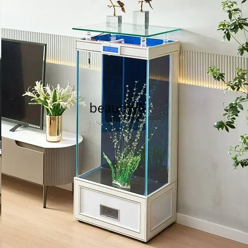 Легкий роскошный квадратный напольный фильтр сзади аквариум для гостиной супер