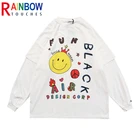 Футболка мужская с длинным рукавом Rainbowtouches, Свободный пуловер в стиле Хай-стрит, хип-хоп, темный, большие размеры, пальто с граффити для мальчиков, превосходное качество