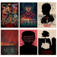 stranger things movie posters kraft paper sticker diy room bar cafe stickers wall painting