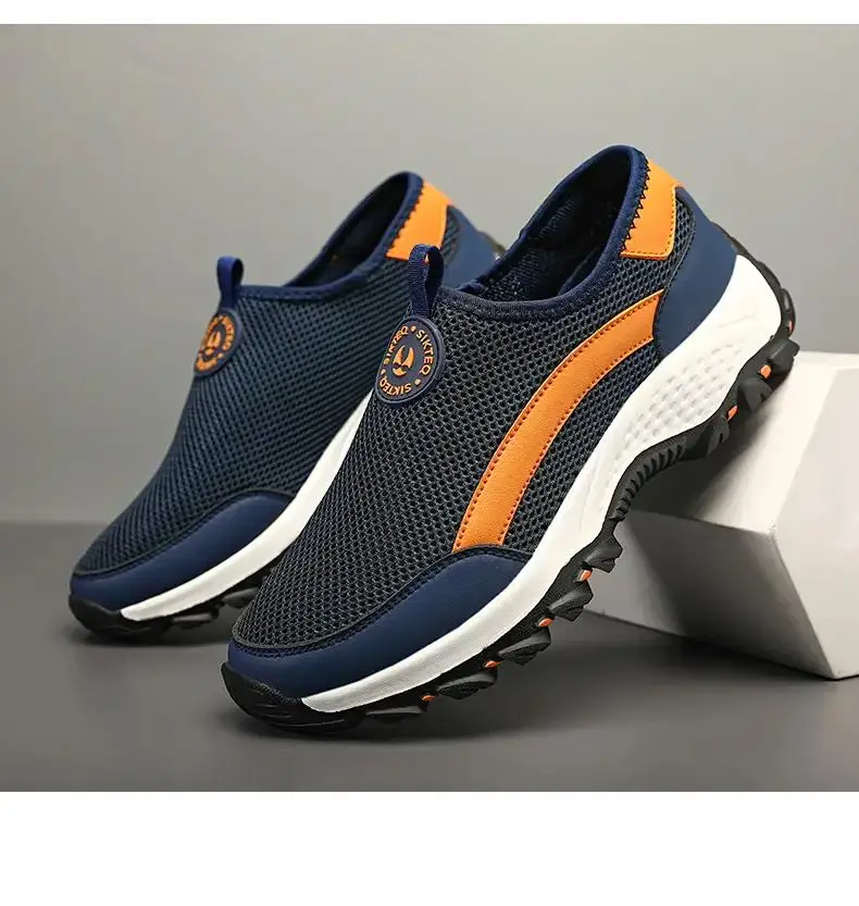 

Мужские весенне-осенние сетчатые повседневные спортивные туфли с мягкой нескользящей подошвой и противоскользящим покрытием обувь для бе...