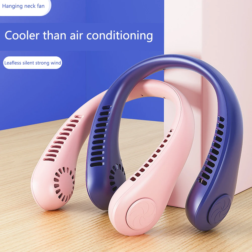 

Hanging Neck Fan Portable Cooler Fan USB Leafless 360 Degree Neckband Fan 78 Surround Air Outlets 4000Mah Rechargeable mini fan