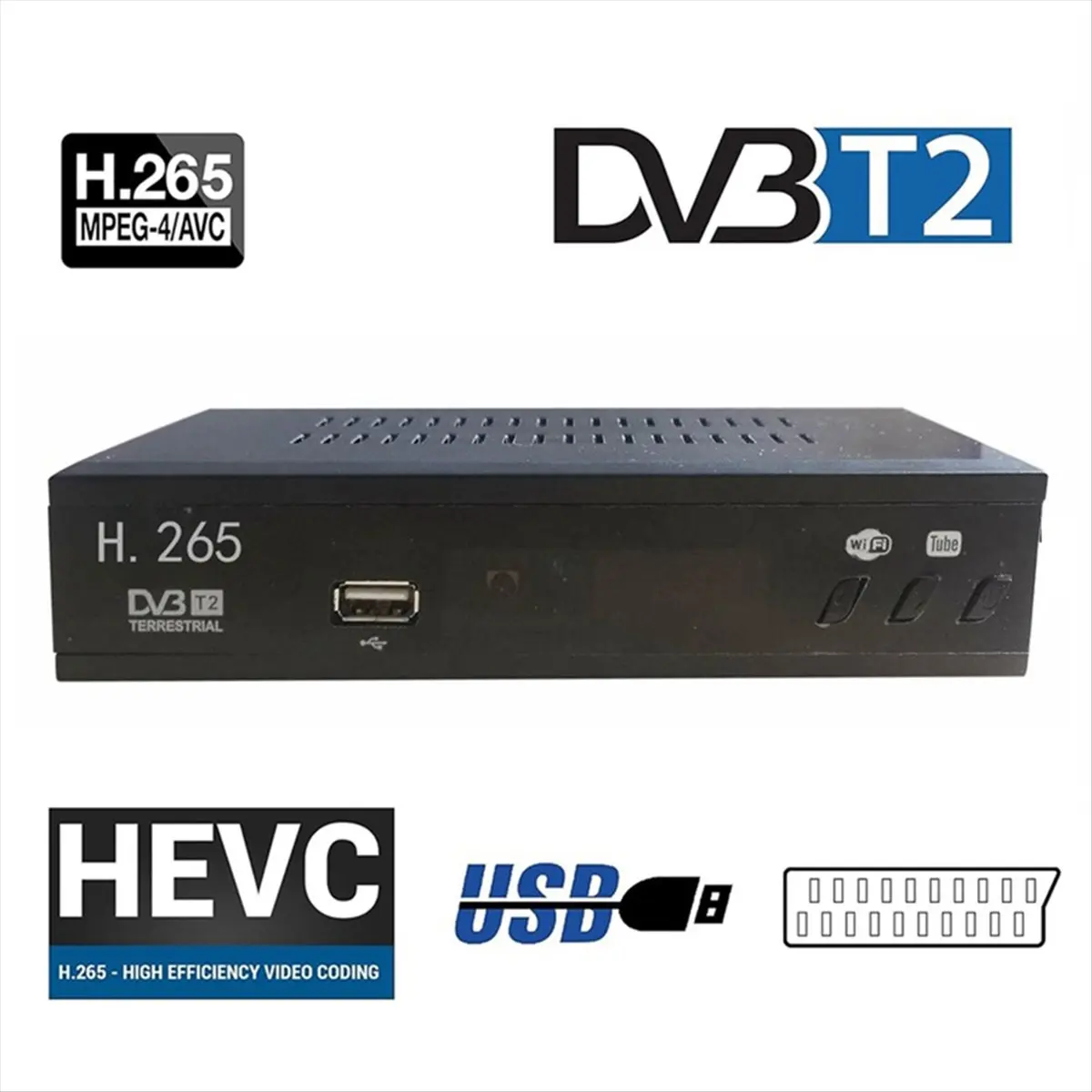 Фото Акция Flash Deal: Цифровой ТВ-тюнер DVB-T2 HEVC 265, HD-декодер 1080P, USB-приемник для эфирного ТВ, EPG-ресивер, приставка, вилка стандарта ЕС №4