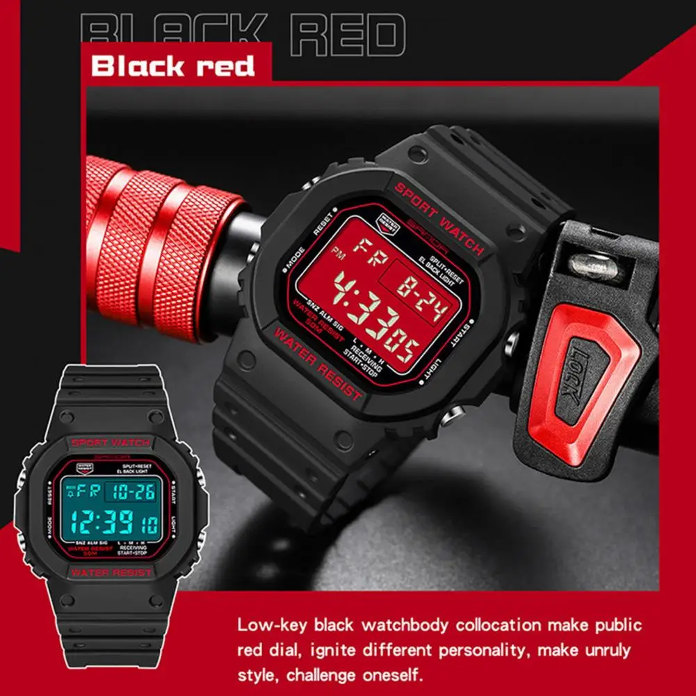 

Электронные часы Abs чехол, многофункциональные мужские спортивные часы, водонепроницаемые точные часы с ночной зеркальной пряжкой из нержавеющей стали