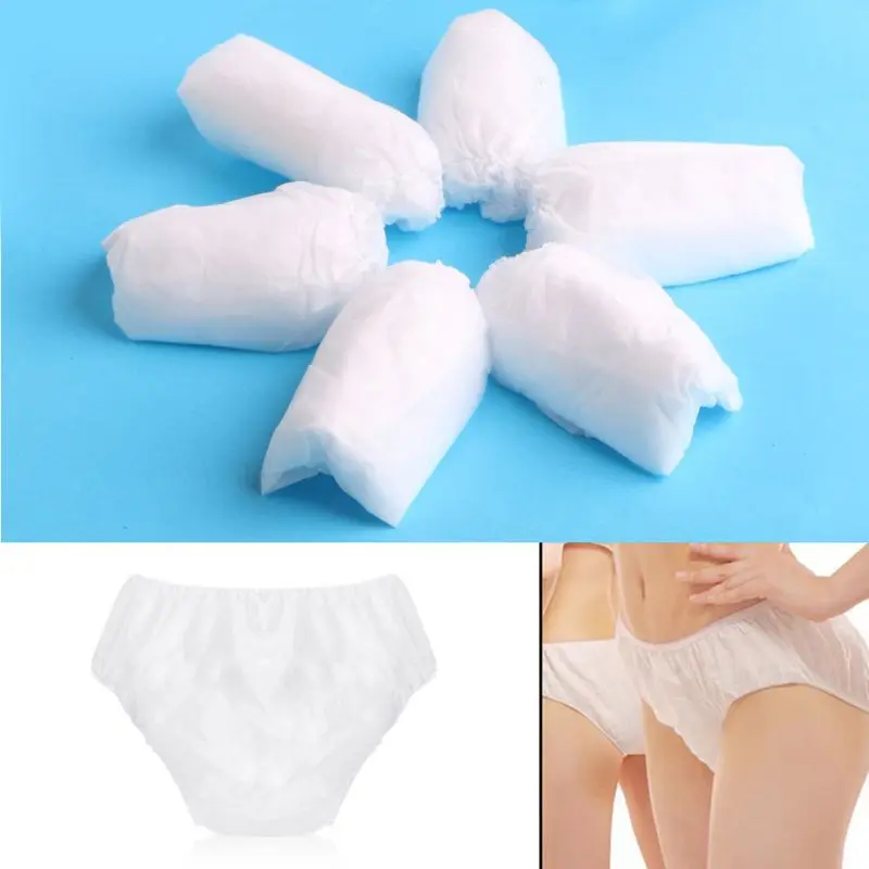 6Pcs/Set Travel Portable Disposable Non Woven Paper Briefs Panties Underwear White Regular Emergency Underpants for Women Men - купить по