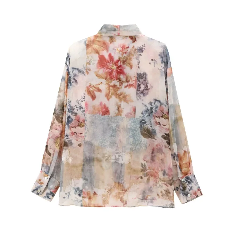 TRAF ZR Блузки с цветочным принтом для женщин Prairie Chic Осенняя женская рубашка на