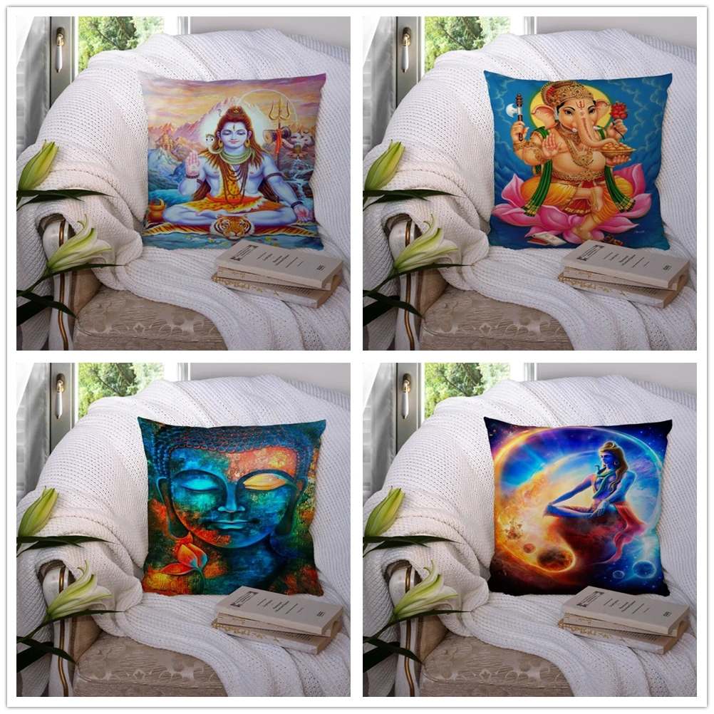 

Наволочка для подушки под заказ с изображением индуистского бога Шива, наволочка для подушки, домашний декор для отеля, спинки сиденья авто...