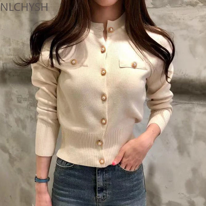 

Fashion Women Cardigan Sweater Spring Knitted Long Sleeve Short Coat Casual Single Breasted Korean Slim Chic Ladies Top