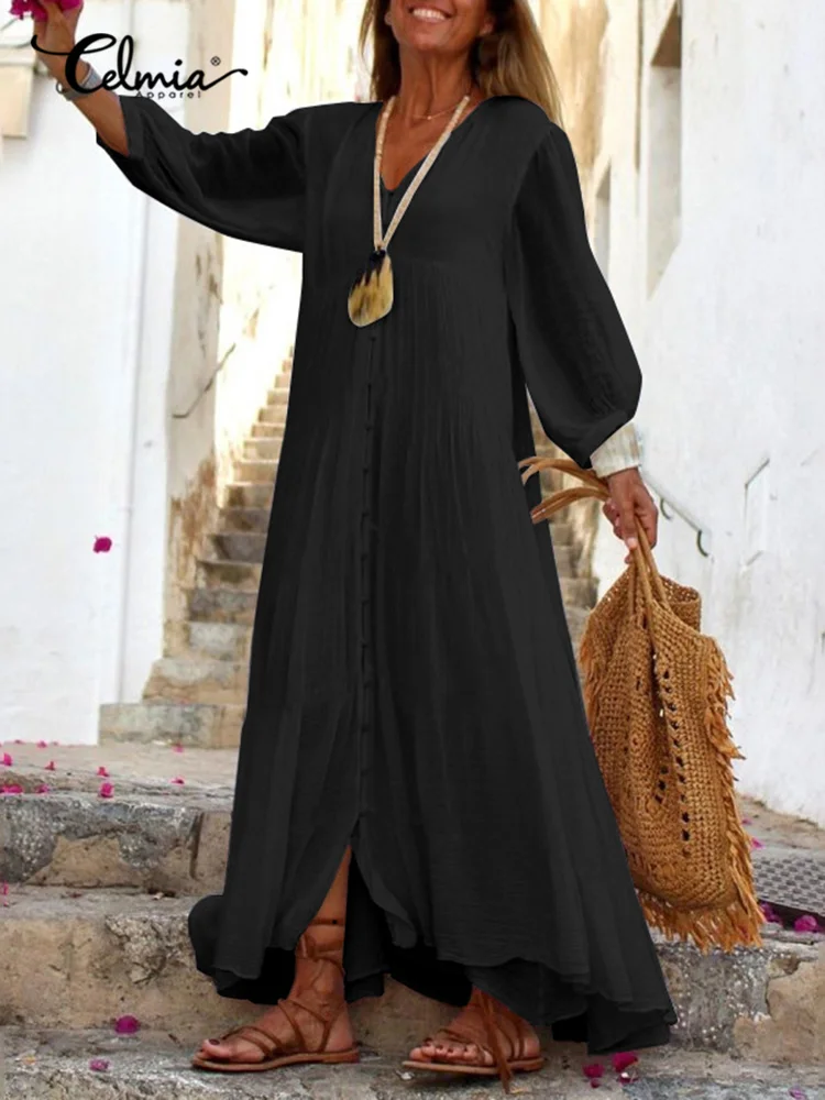 Celmia женское свободное ТРАПЕЦИЕВИДНОЕ ПЛАТЬЕ 2024 весеннее Макси Сарафан