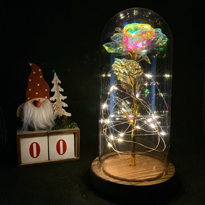 Креативный подарок на день Святого Валентина покрытая фольгой 24 К розовая