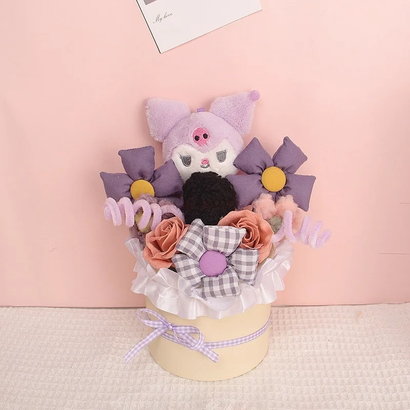 Sanrio Kawaii Kuromi плюшевая игрушка ведро букет Cinnamoroll Мягкий Плюшевый цветок из