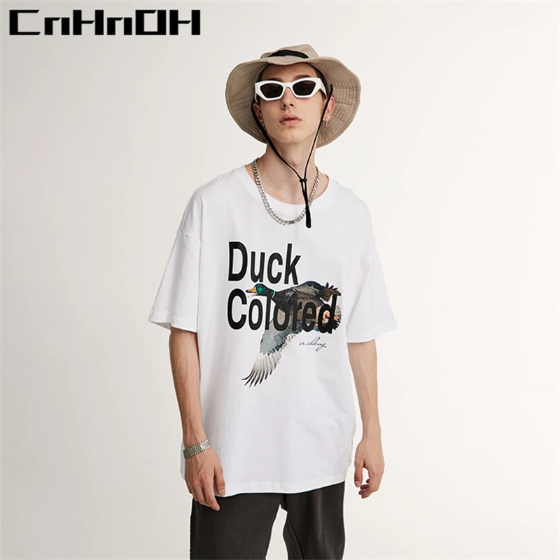 CnHnOH New Arrival Teeshirt Home Streetwear Women's T-shirts Oversized Top Clothing Tee Shirt Mallard Print B0132