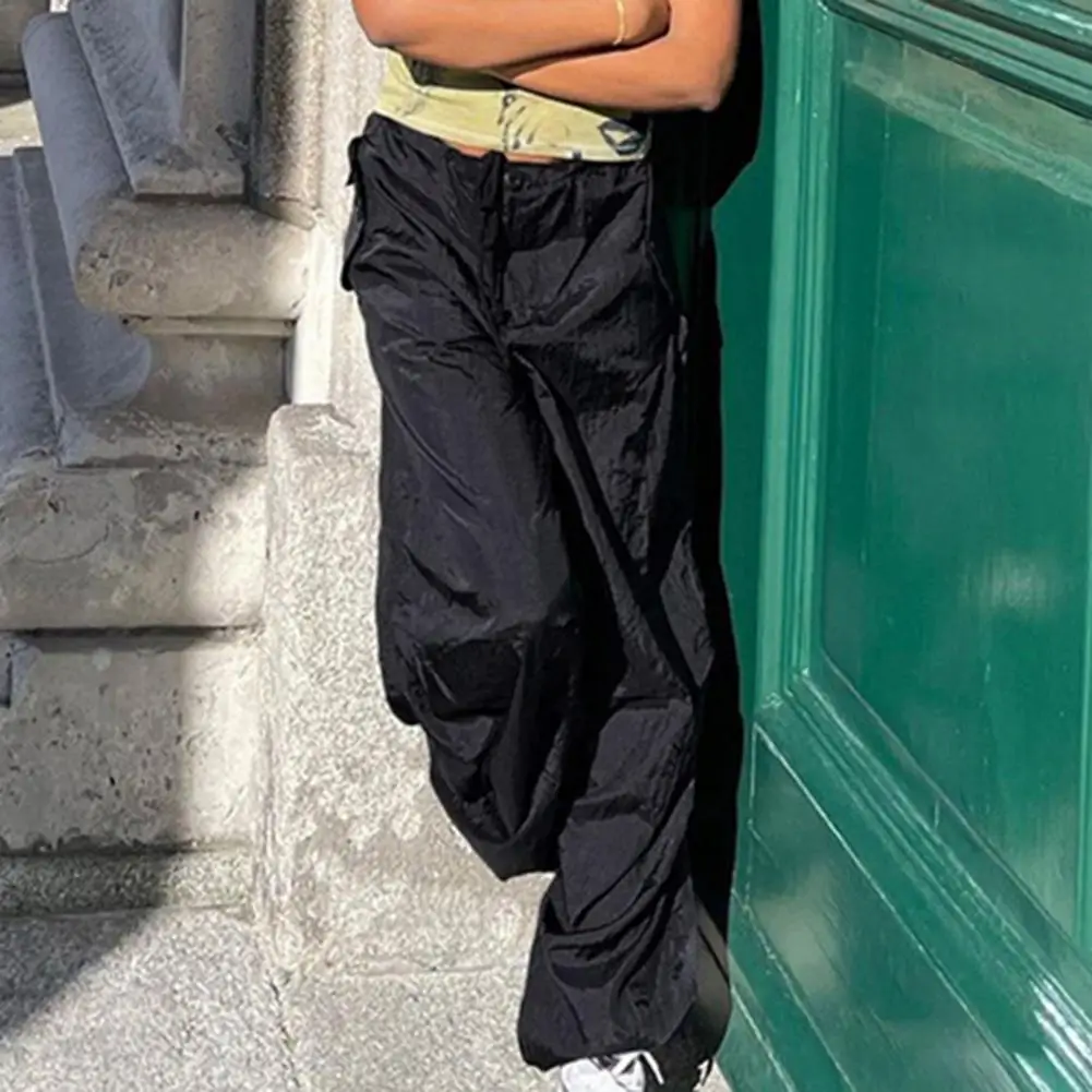 

Popular Relaxed Fit Wide Leg Cargo Pants Women Trousers Temperament Thin