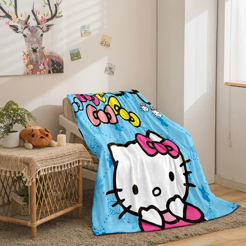 

Новинка, двустороннее фланелевое одеяло Sanrio Kuromi с цифровым принтом Hello Kitty, милое покрывало Hello Kitty, одеяло, одеяло для сна, лучший подарок