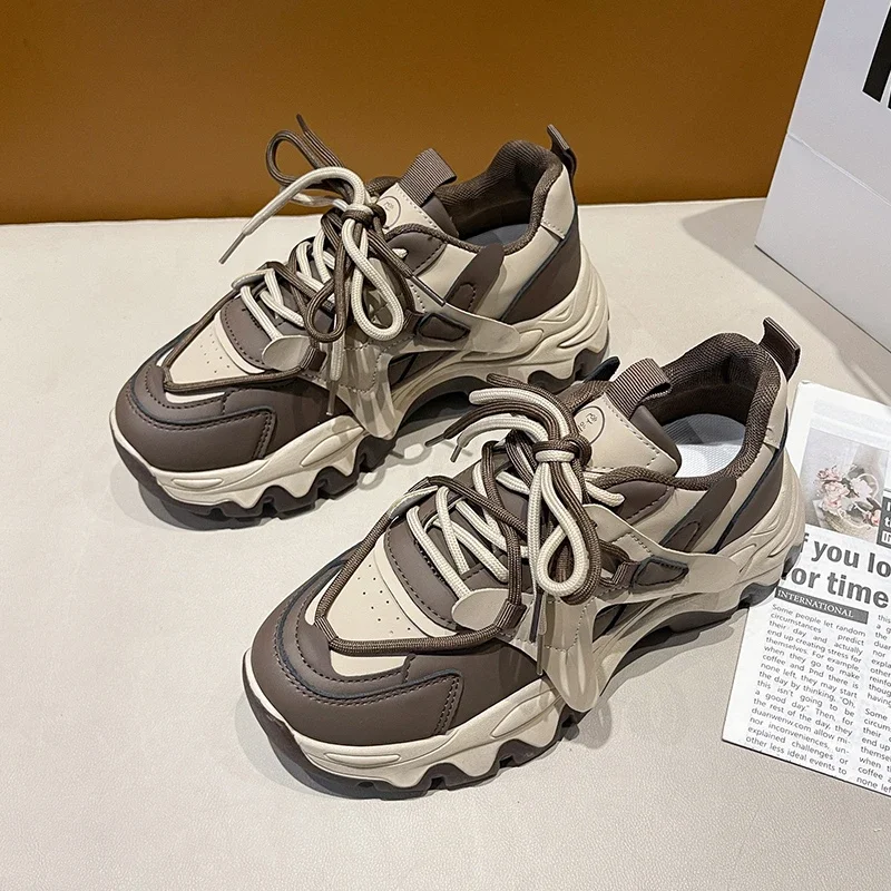 

Color Matching Casual Sneakers Mesh Breathable Comfortable Running Sports Platform Shoes for Women 2024 New Fashion