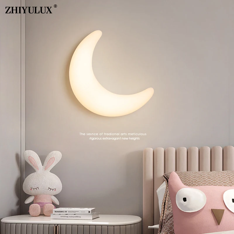 

Simple Moon Style New Modern LED Wall Lights Living Study Room Children Bedroom Bedside Baby Flats Aisle Lamps Indoor Lighting