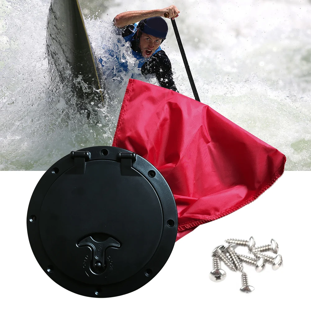 

6 Inch Kayak Hatch Cover ABS Boat Marine Durable With Red Bag Screws Easy Install Round Accessories Deck Plate