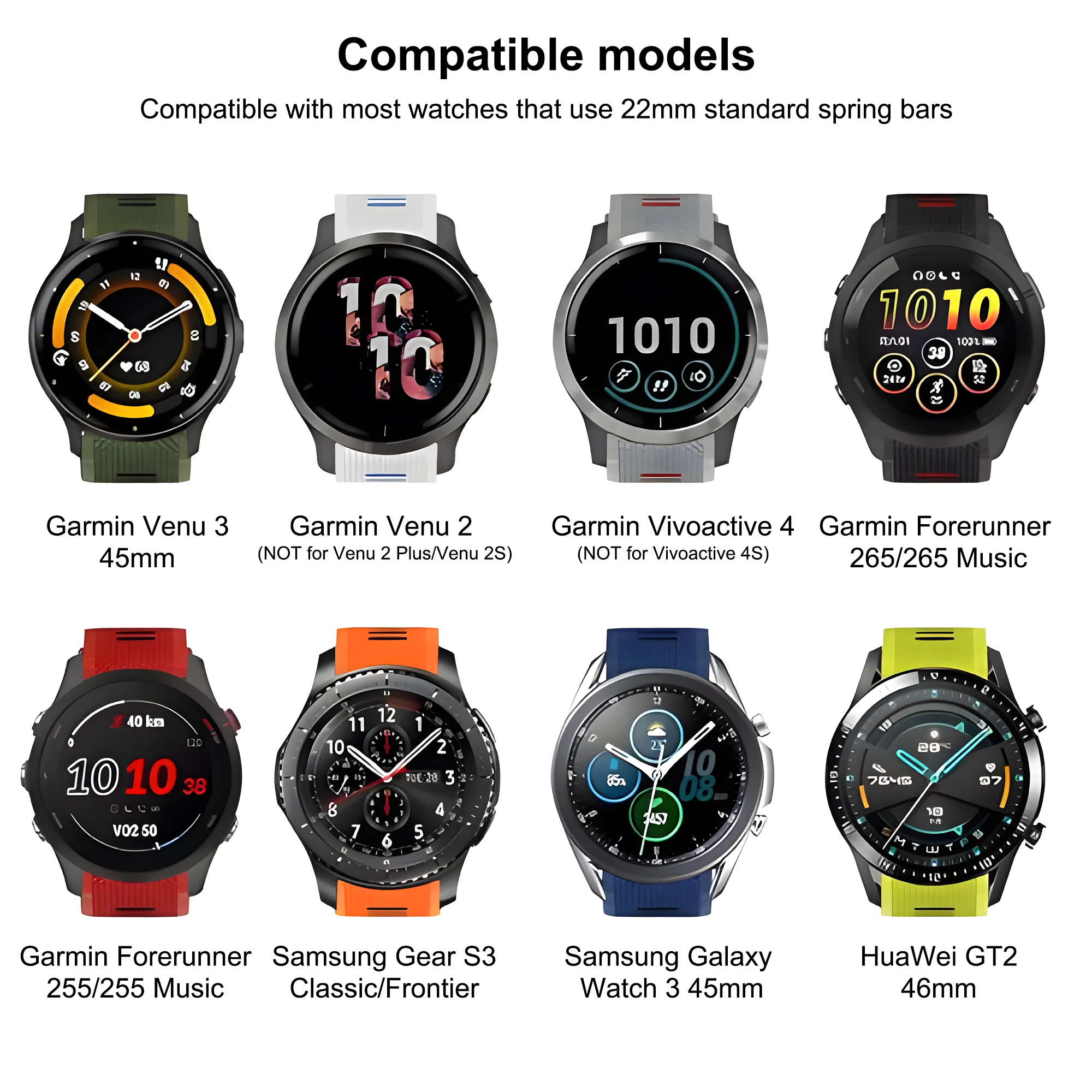 Фото Силиконовый ремешок 22 мм для Garmin Venu3 45 мм, Venu 2, Vivoactive 4, Forerunner 265/255, музыкальный ремешок для часов Samsung Galaxy Watch 3 45 мм №2