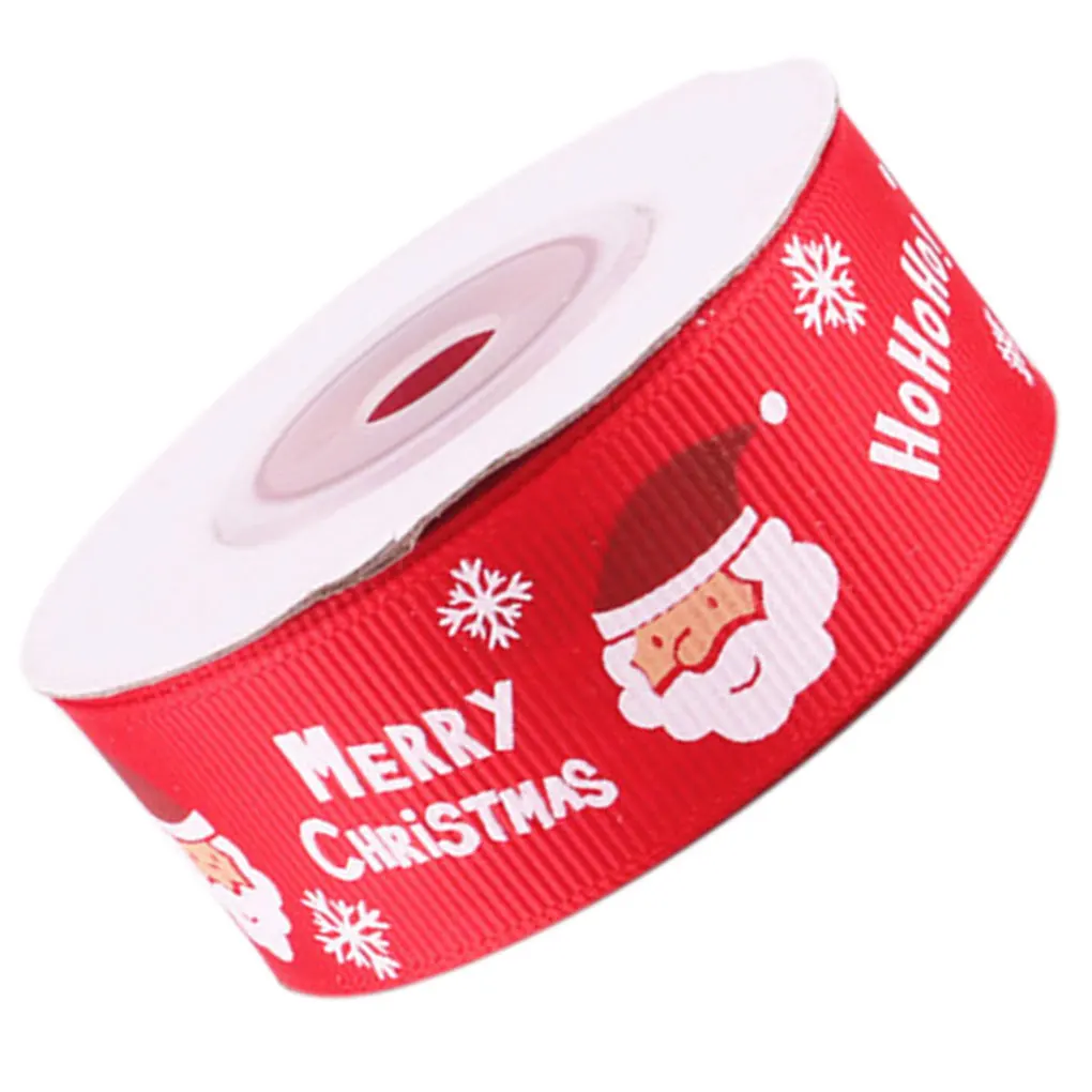 25 мм Рождественская лента 10 ярдов печатные ленты в рубчик для новогодней елки