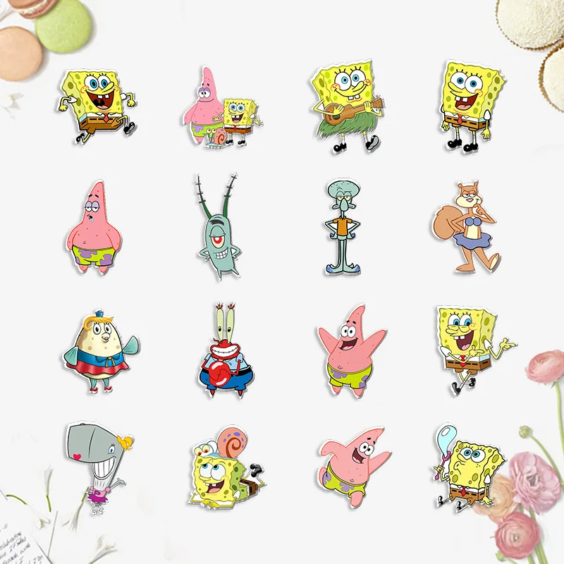 

Cute Cartoon SpongeBob SquarePants Collar Pin Couple Pin Bag Brooch Alloy Schoolbag Badge Students Shirt Collar Pin Buckles