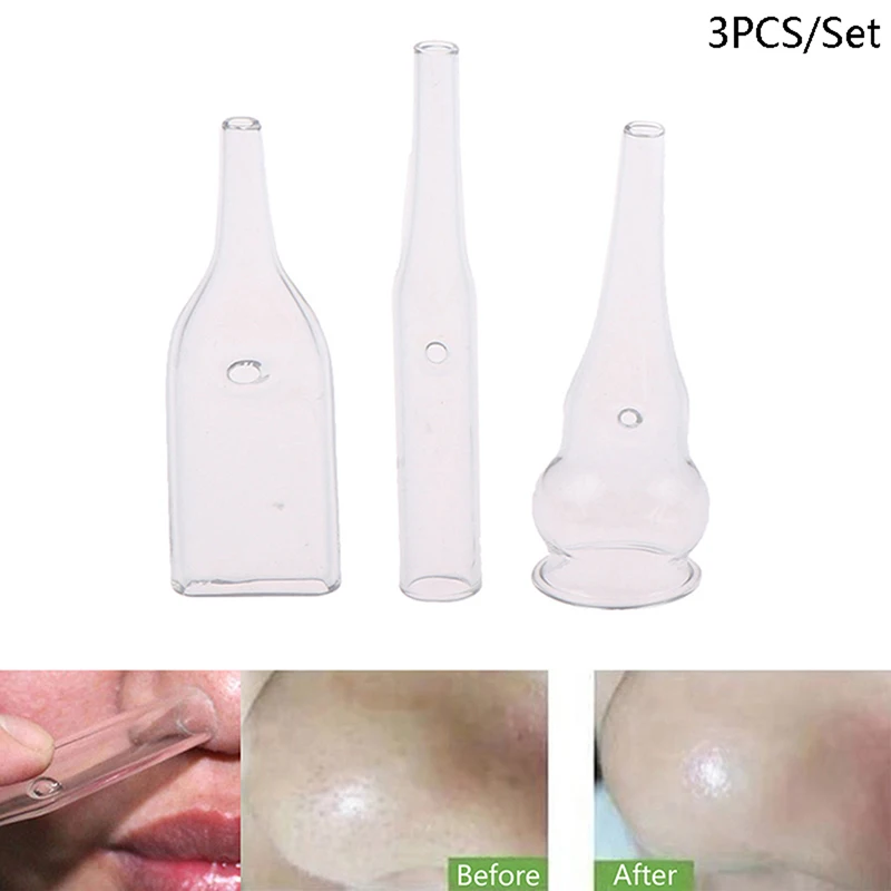 

Removal Blackhea Glass Pipes Face Pore Cleanser Beauty Machine Vacuum Suction Facial Care Accessories Skin Care Supply 3Pcs/Set