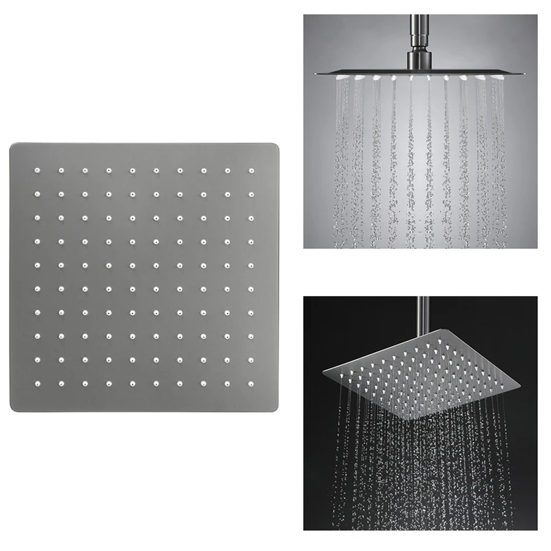 

Ultrathin Bathroom Square Overhead Rainfall Shower Head Stainless Steel In-Wall Shower Head
