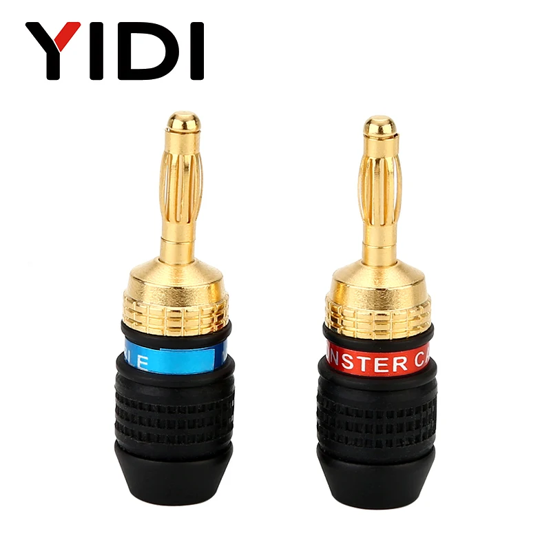 

Gold Plated Banana Plug Red Black Connector Speaker Resistant Banana Connector Channels for Audio Video Amplifier Speaker Cable
