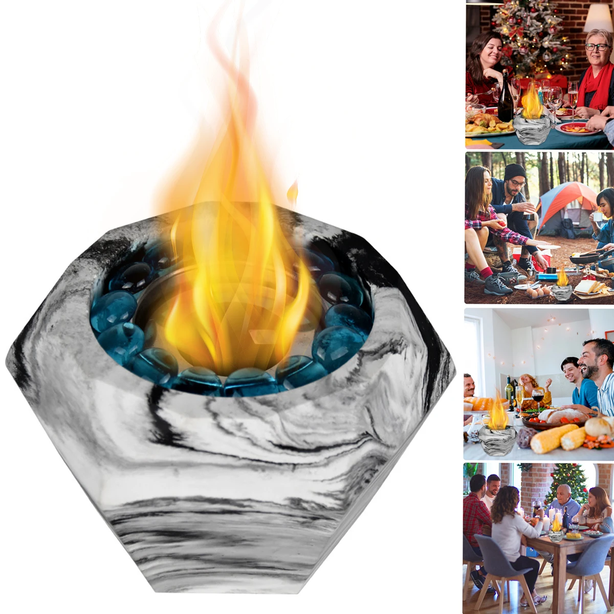 

Tabletop Fire Pit Bowl Portable Rubbing Alcohol Tabletop Fireplace Long Time Burning Smokeless Small Tabletop Fire Bowl Mini