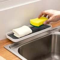 kitchen tableware drain tray dish washing scrubber sink soap rack sponge holder kitchen bathroom storage accessories